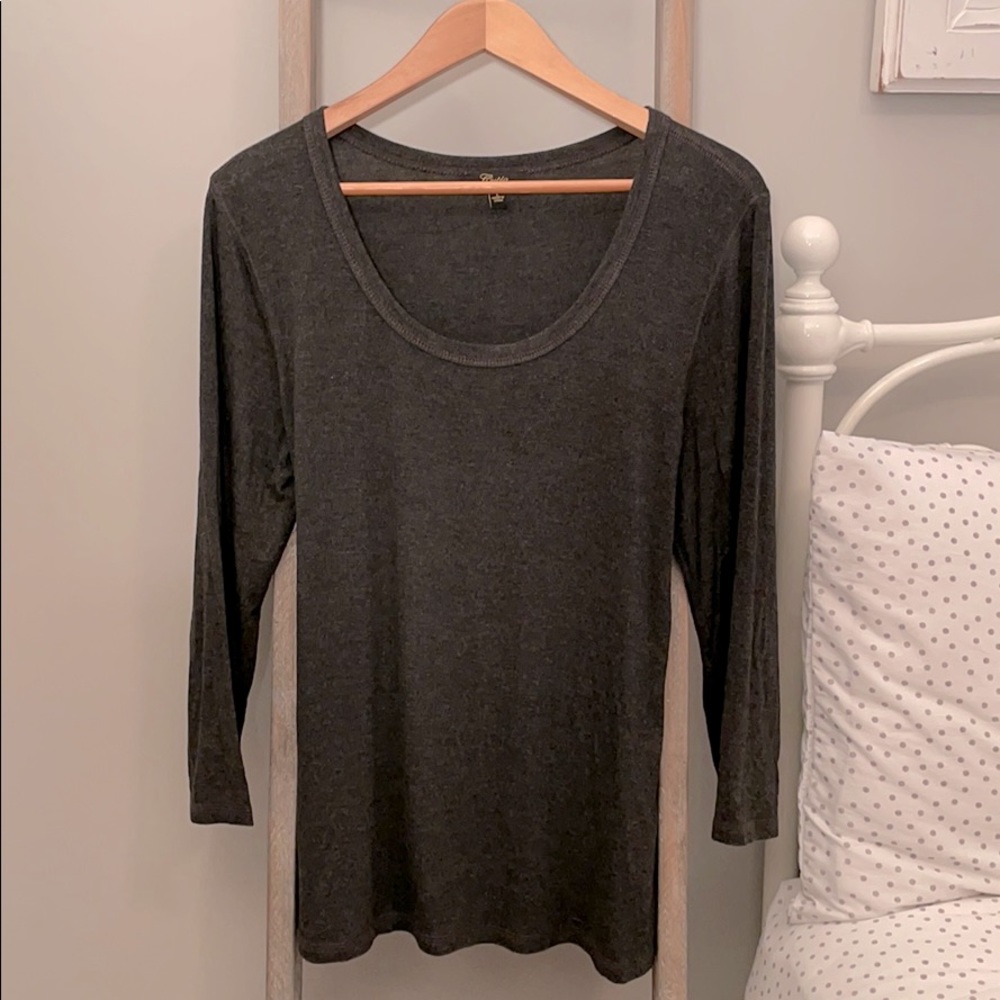 CUPIO Scoop Neck Charcoal Super Soft Tee